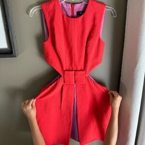 BCBGMaxAzria Orange Sheath Mini Dress Crew Neck Sleeveless